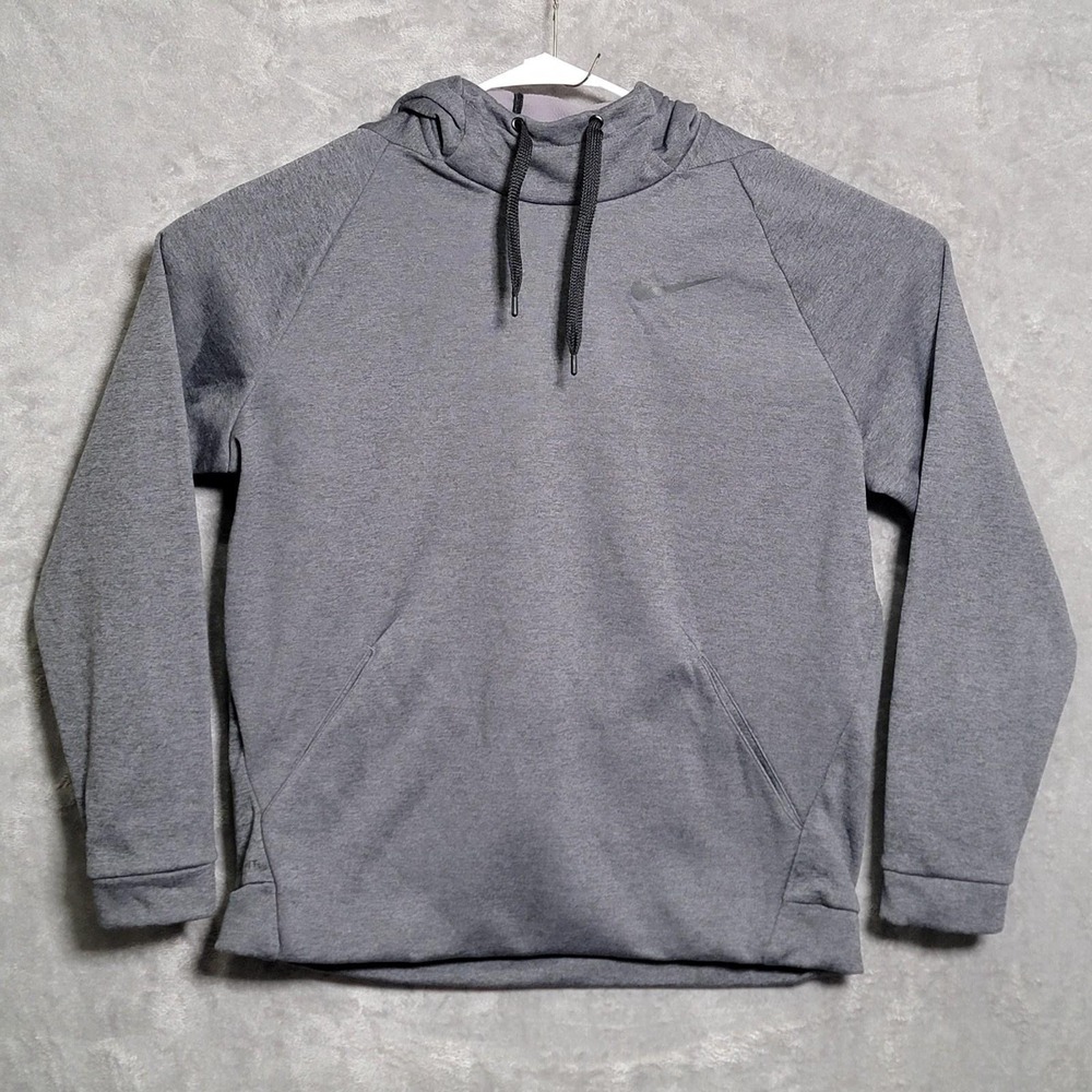 Nike‎ Therma Hoodie Mens Large Gray Dri FIT Hooded Sweatshirt Fleece 932022-071